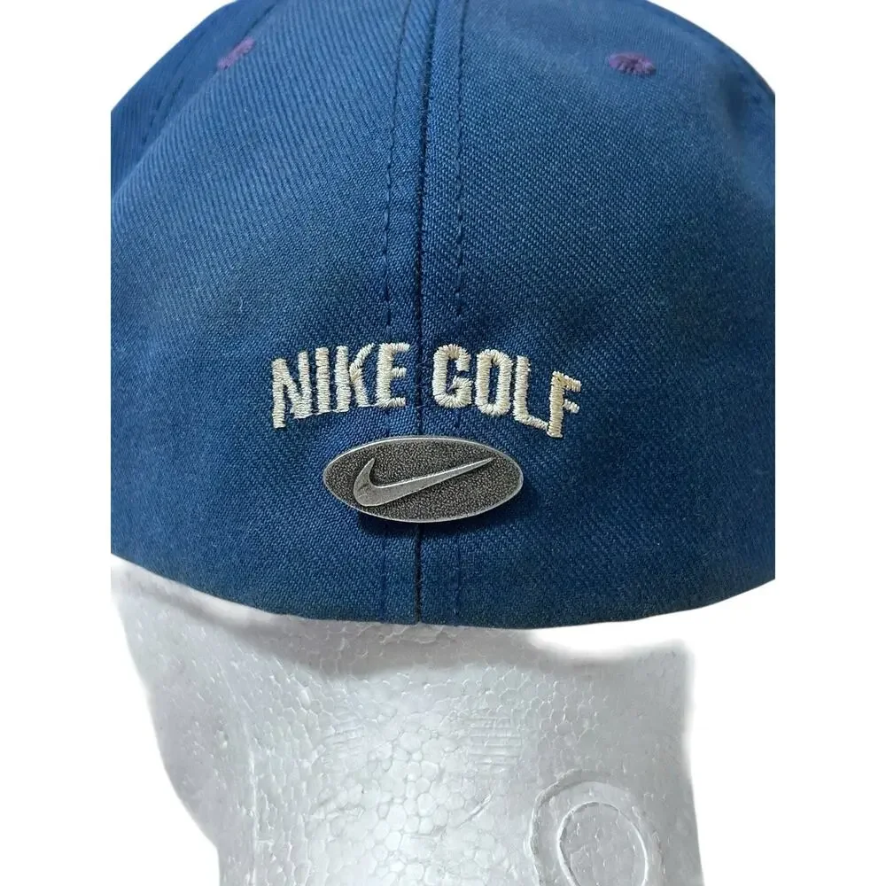 Vintage Nike Golf Hat Fitted Size Swoosh Cap Made in USA Blue